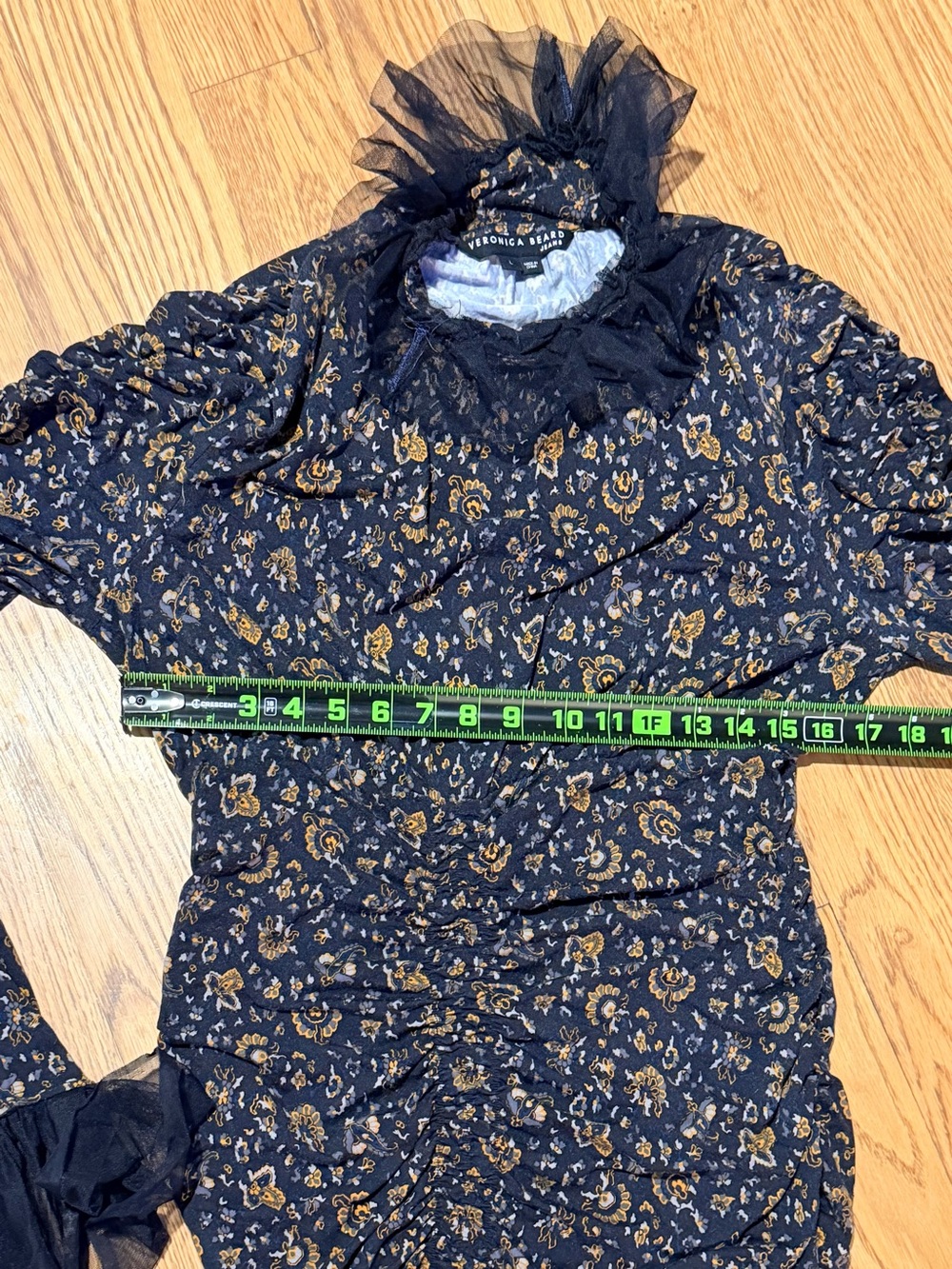 Veronica Beard Black and Gold Floral Lace Midi Dress - Picture 9 of 13